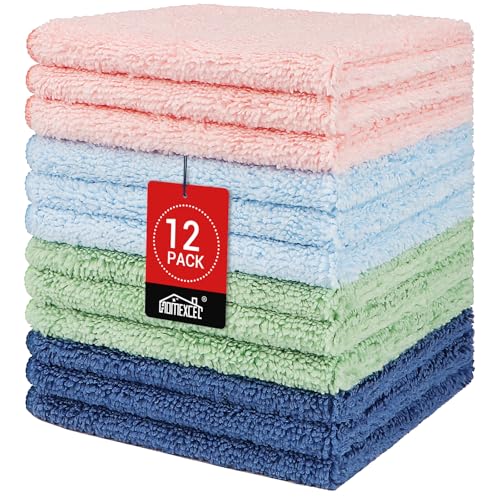 HOMEXCEL Washcloths 12PK, Ultra Soft&Highly Absorbent Face Towels,