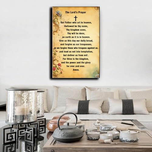The Lord's Prayer Wall Art, 16x12 Inch Inspirational Christian Decor