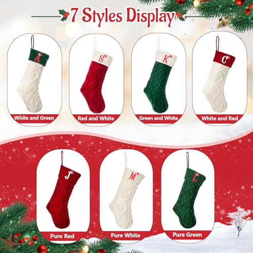 Monogram Cable Knit Christmas Stocking with Embroidered Initial - 18 Inch
