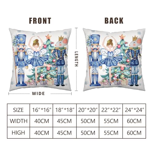 Wnoesat 22x22 Inch Chinoiserie Christmas Pillow Cover Set of 2 Double-Sided Blue Holiday Decor