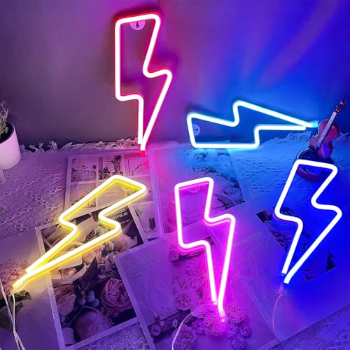 Red Lightning Bolt LED Neon Sign for Bedroom Wall Decor