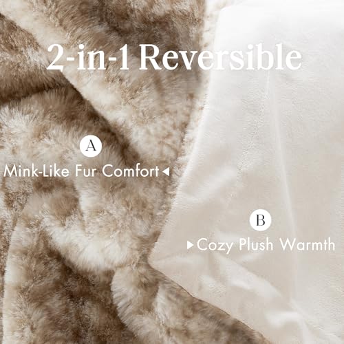 Madison Park Zuri Soft Plush Luxury Oversized Faux Fur Throw Animal Stripes Design, Faux Mink On The Reverse, Modern All Seasons Blanket for Bed, Sofa Couch, Office, Leopard, 60x70