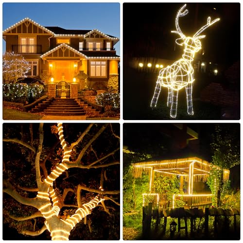 24ft LED Rope Light, Waterproof Warm White Flexible Strip for Indoor Outdoor