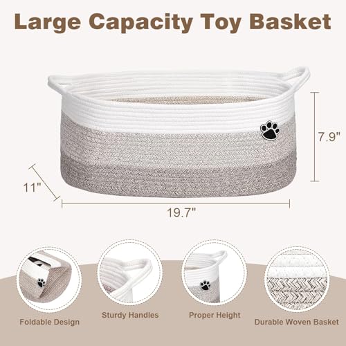 Woven Cotton Rope Dog Toy Basket and Storage Bin 30L