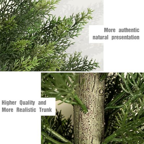 3ft Artificial Cedar Tree, Realistic Faux Potted Plant for Indoor & Outdoor