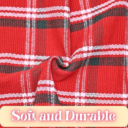Ckorzen 4' x 6' Red Green & White Plaid Indoor/Outdoor Cotton Rug – Handwoven, Washable Front Porch Mat