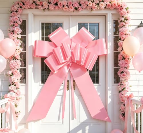 30-Inch Giant Pink Car Bow - Large Pull Bow for Vehicles & Big Gifts