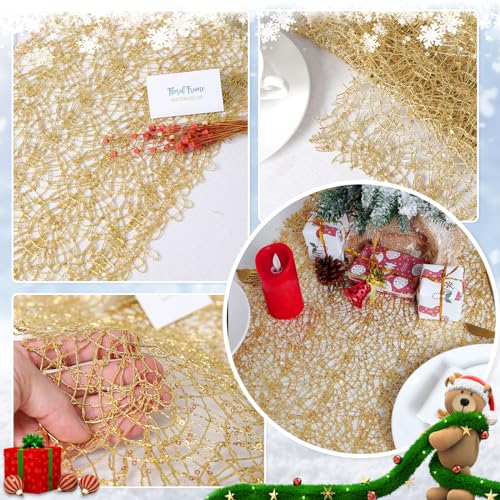 6 Pack Gold Sequin Mesh Table Runners 12x108 Inch for Weddings Parties Christmas