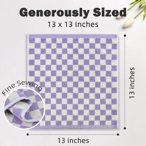 Jacquotha Checkered Cotton Wash Cloths 4 Pack - Vibrant Colors, 13x13 Inches