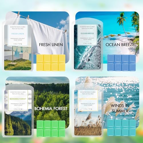 Natural Scented Soy Wax Melts - 4 Pack Summer Fragrance Cubes for Warmers