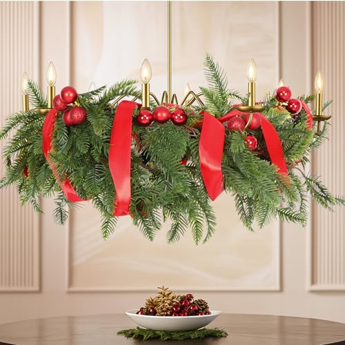 Janinka 6ft Artificial Greenery Christmas Garland for Chandelier Decor