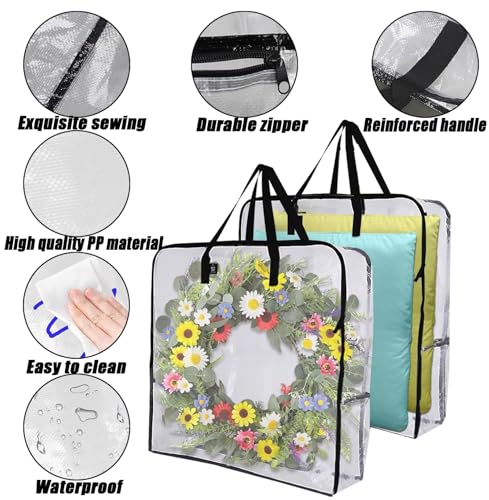 5-Pack Clear Wreath Storage Bag 30-Inch Holiday Garland Organizer