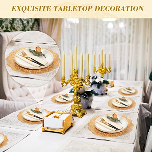 200 Pcs 14-Inch Round Gold Lace Paper Doilies for Party Table Decoration