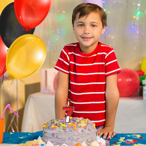 Red & White Numeral Birthday Cake Candle - Cartoon Theme Topper (Number 7)