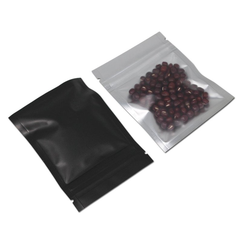 PABCK 100 Pcs Matte Black 4.7x7 inch (Inside Size 4.1x5.7 inch) Front Window Resealable Foil Zipper Lock Pouch for Zip Reclosable Lock Food Storage Bags Heat Seal Pouch Airtight Edible Grocery Pack