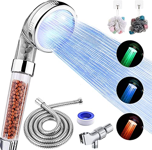 Classical FASTRAS LED Shower Head with Handheld & Water Filter - High Pressure, Temperature Control, Hose & Accessories