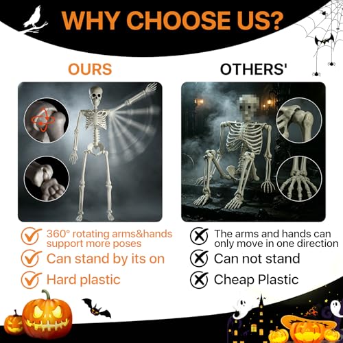 2-Pack Posable Halloween Skeletons with Movable Joints - 36.5"