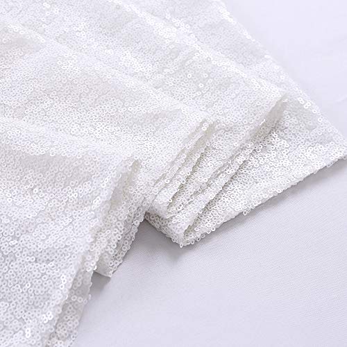 White Sequin Table Runner 12x72 Inches - 6 Pack for Weddings & Parties