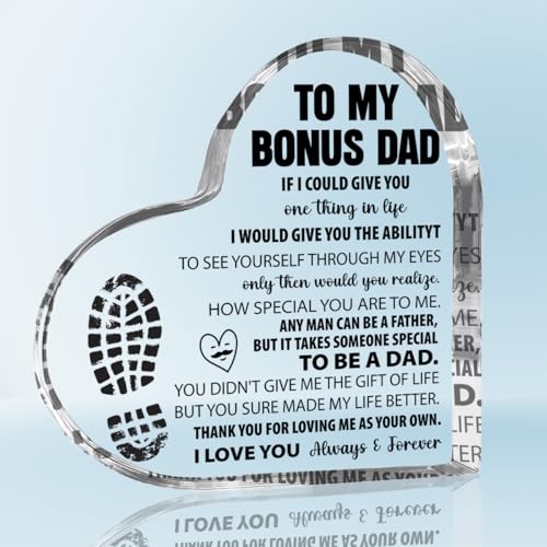 Stepdad04 Heart Acrylic Sign - Gifts for Step Dad, 4x4in Home Office Decor