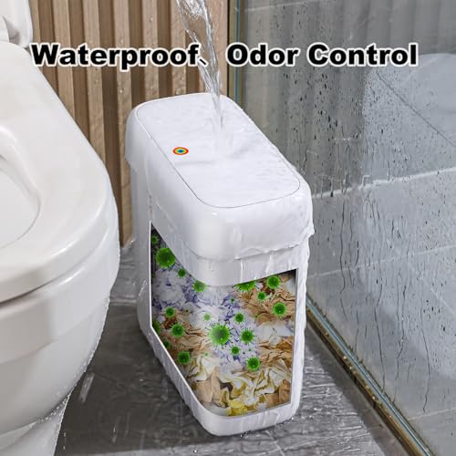 Slim Trash Can with Press Top Lid - 10L / 2.7 Gallon Small Garbage Bin
