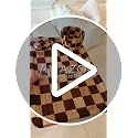 Checkered Rubber Wood Sofa Armrest Tray with Rotating Cup Holder & Phone Stand