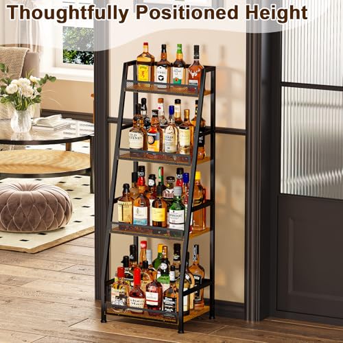4-Tier Trapezoid Liquor Stand, Freestanding Wine Rack Display Shelf