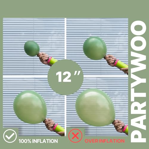 PartyWoo Sage Green Balloons 66-Piece Garland Kit with Gold and Sand White
