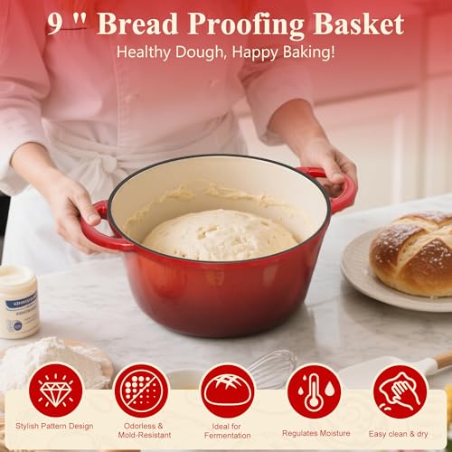 5-Quart Enameled Cast Iron Dutch Oven with Lid, Bread Proofing Kit & Lame Set