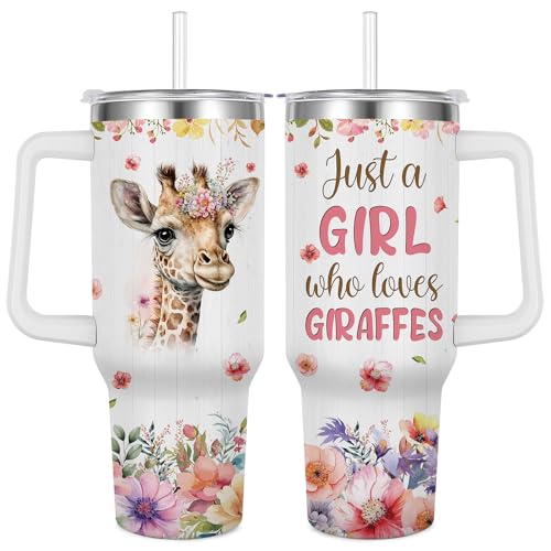 Caiibaoob Giraffe Gift 40oz Insulated Stainless Steel Travel Mug with Handle