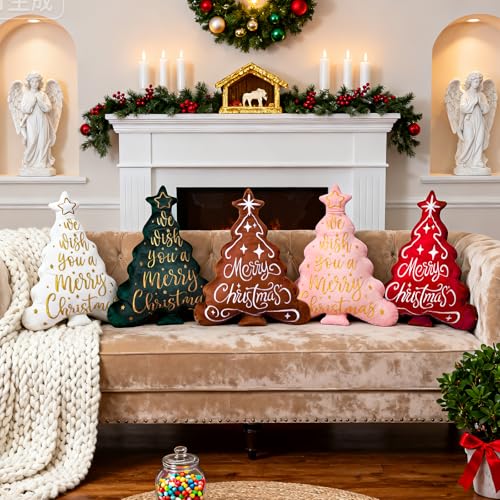 Lanpn Green Christmas Tree Pillows Set of 2 - 16x21 Inch Holiday Sofa Decor