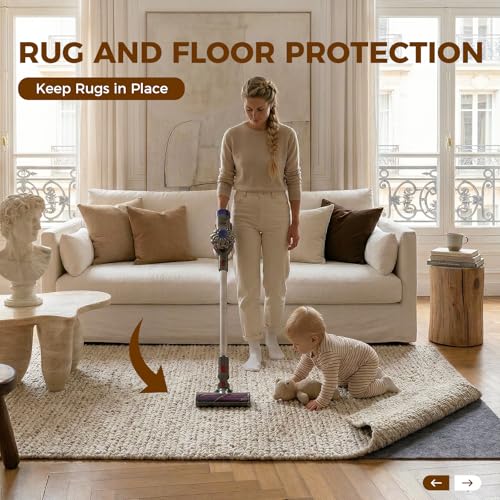 5x7 Ft Non-Slip Rug Pad, 1/4" Thick Felt and Natural Rubber Gripper