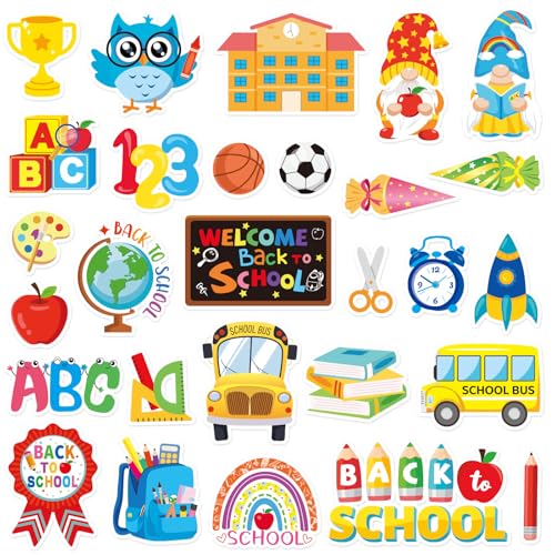 25 PCS Back to School Window Gel Clings - Reusable Classroom Decorations