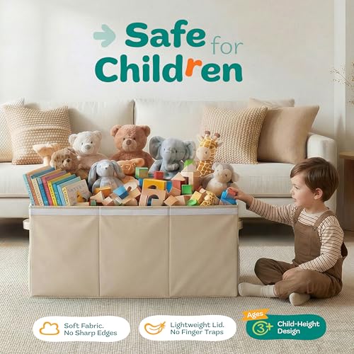 Extra Large Toy Storage Organizer with Lid - 37-Inch Collapsible Toy Chest