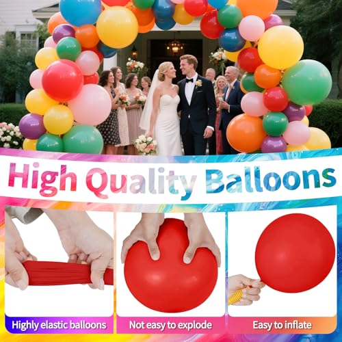Rainbow Latex Balloons 12 Inch Assorted Colors 120 Pack for Party