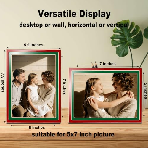 ACHAVINM 5x7 Enamel Photo Frame Set - Festive Red & Green Wall & Tabletop Decor