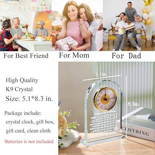 80th Birthday Crystal Clock Plaque - Personalized Gift for Mom and Dad