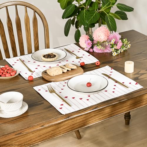Artoid Mode Red Christmas Woven Cotton Placemats Set of 6 - 12x18 Inches