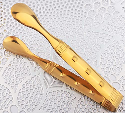 Gold Mini Tongs 6 Inch Food-Grade Stainless Steel for Appetizers, Ice & Sugar - 6 Pack