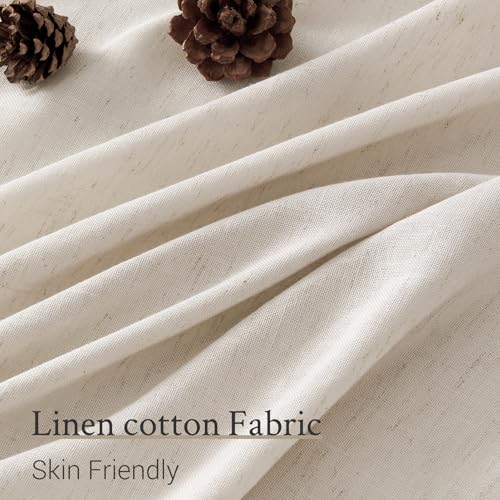 Oatmeal Beige Pinch Pleated Linen Blend Curtains, 84 Inches - Set of 2