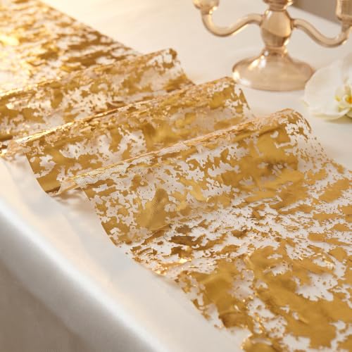 Veridra Gold Table Runner 32ft Sequin Glitter Foil Mesh - Gold / 32ft