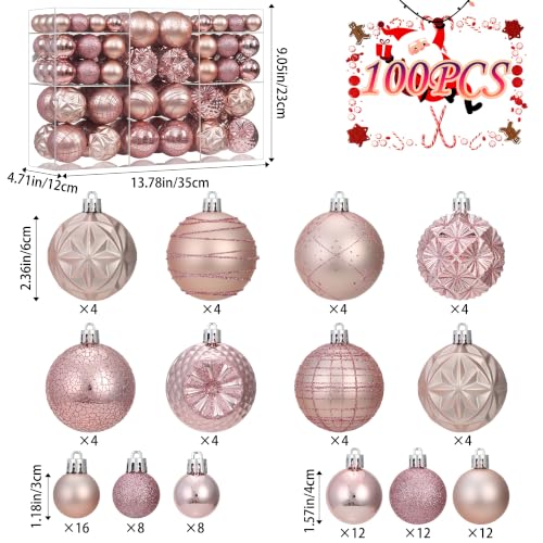 Pink Christmas Ball Ornaments 100Pcs Luxury Tree Decorations - Forsylvanas