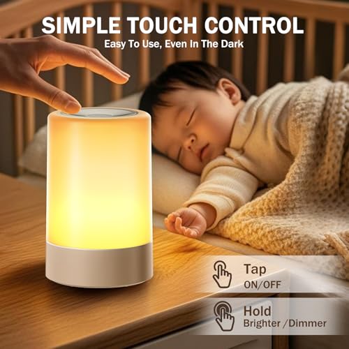 Portable LED Nursery Night Light - Dimmable USB Rechargeable Touch Lamp