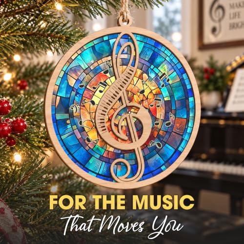 Christmas Music Gifts for Musicians Men Women - Wooden Treble Clef Ornament