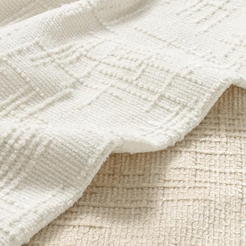 MIULEE Chenille Textured Throw Pillow Covers 18x18 Set of 2 - Cream White