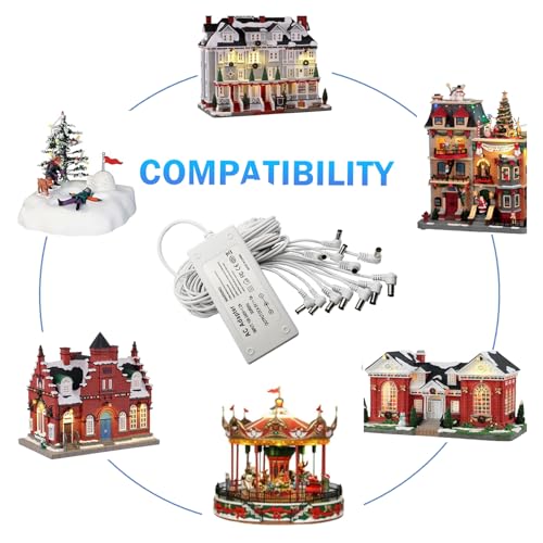4.5V Power Adapter with 12 Output Jacks for Miniature Village Decorations