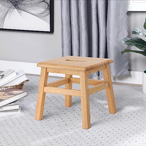 Solid Hardwood Step Stool, 12.25-Inch Fully Assembled Wooden Stool