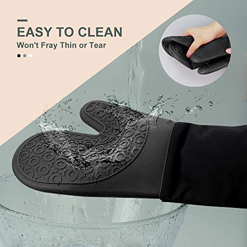Extra Long Silicone Oven Mitts, 14.6-inch Heat Resistant Baking Gloves