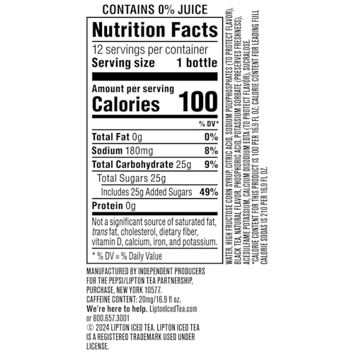 Peach Flavored Black Iced Tea Drink, 16.9 Fl Oz Bottles (12 Pack)