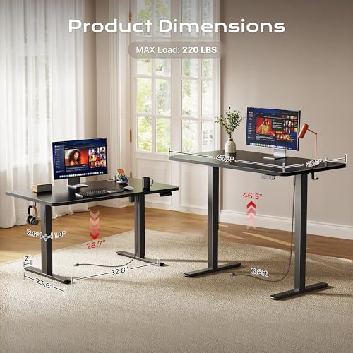 Electric Standing Desk 47x24 Inch with Power Outlets and Memory Presets