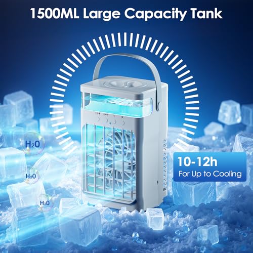 Portable Air Conditioner Fan 1500ML Tank with Remote and Night Light